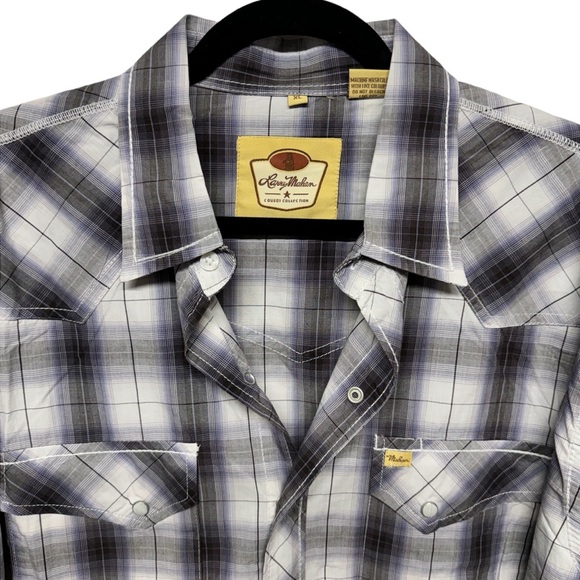 Larry Mahan Men's Western Diamond Pearl Snap Shirt Long Sleeve - Black NWOT - Picture 2 of 7